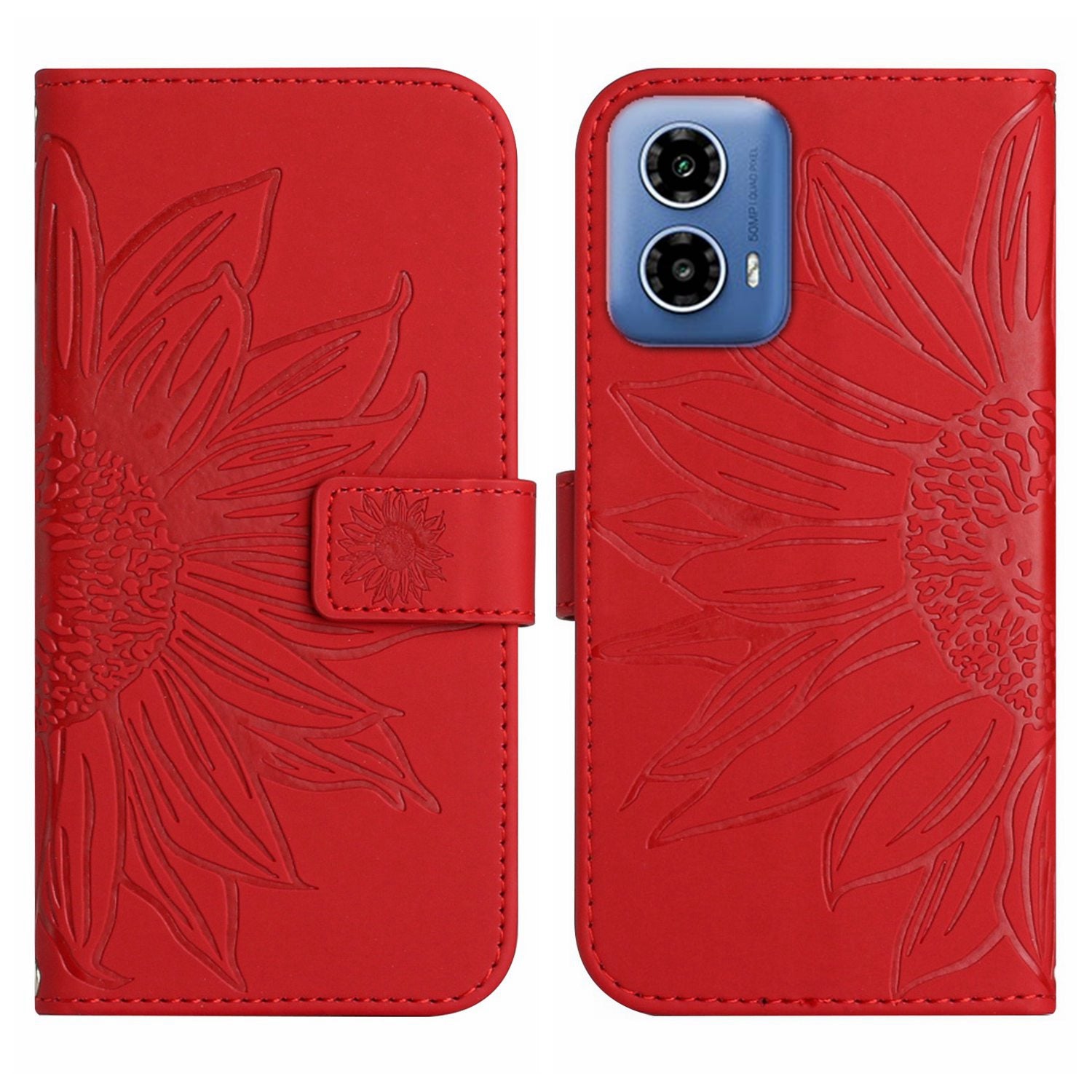 HT04 For Motorola Moto G34 5G Leather Case Sunflower Pattern Phone Cover with Crossbody Strap - Yellow HT04 For Motorola Moto G34 5G Leather Case Sunflower Pattern Phone Cover with Crossbody Strap - Yellow